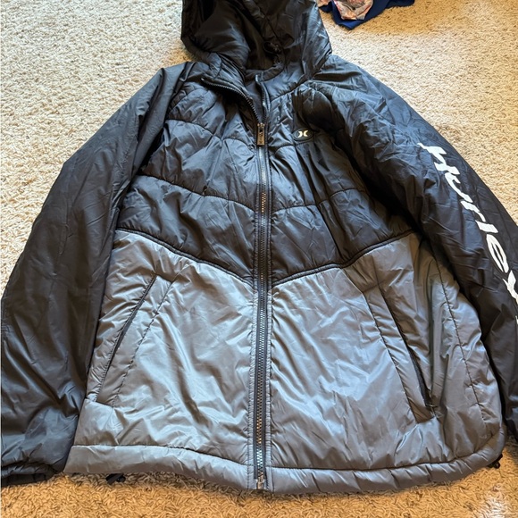 Hurley Two-Tone Hooded Jacket in Black and Gray - Picture 2 of 5